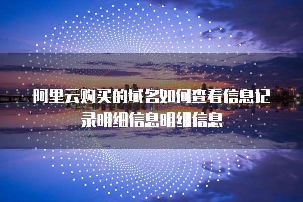 阿里云购买的域名如何查看信息记录明细信息明细信息