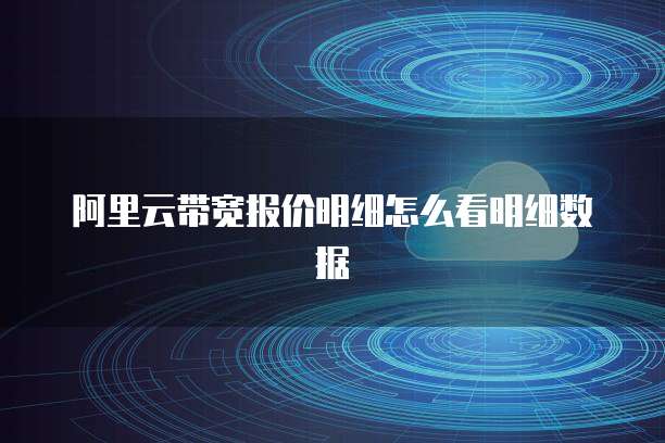 阿里云带宽报价明细怎么看明细数据