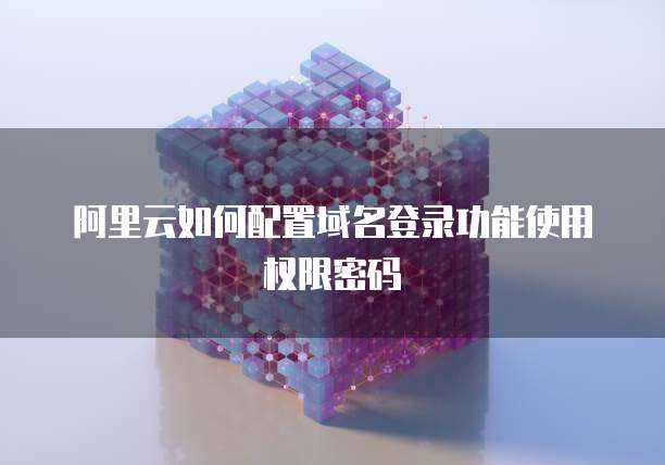阿里云如何配置域名登录功能使用权限密码