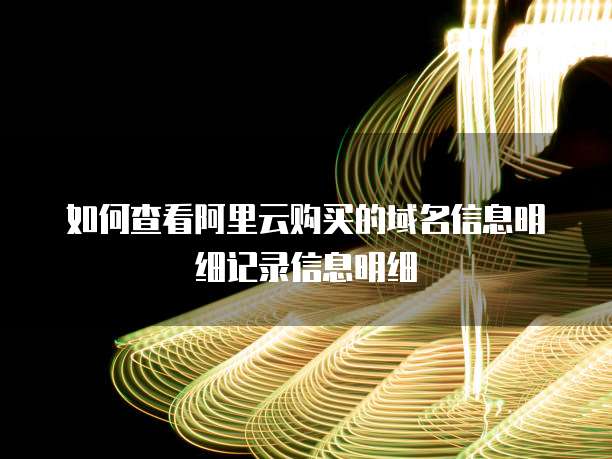 如何查看阿里云购买的域名信息明细记录信息明细