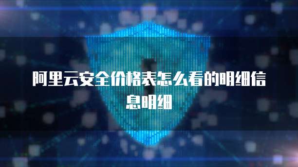 阿里云安全价格表怎么看的明细信息明细