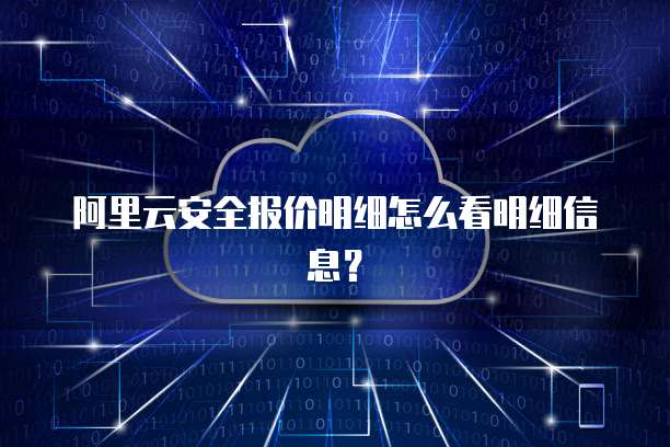 阿里云安全报价明细怎么看明细信息?