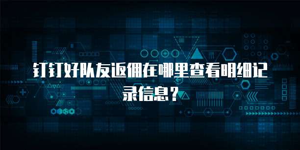 钉钉好队友返佣在哪里查看明细记录信息?