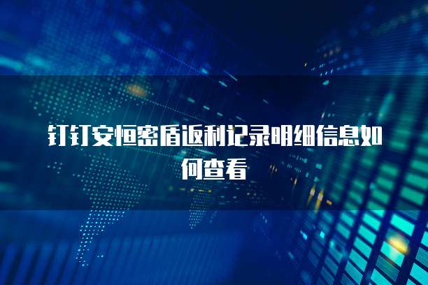 钉钉安恒密盾返利记录明细信息如何查看