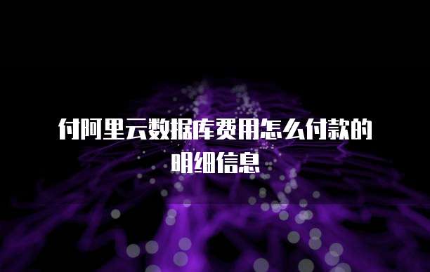 付阿里云数据库费用怎么付款的明细信息