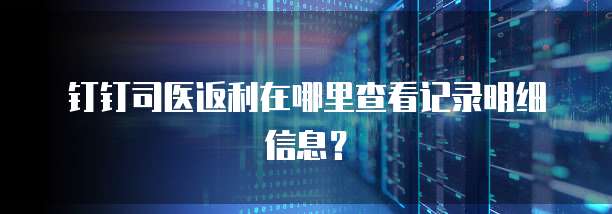 钉钉司医返利在哪里查看记录明细信息?