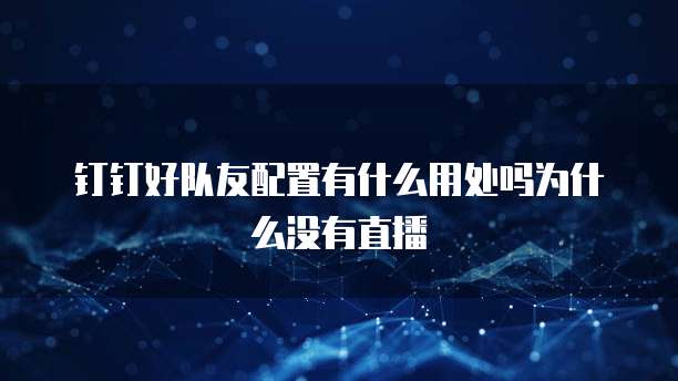 钉钉好队友配置有什么用处吗为什么没有直播