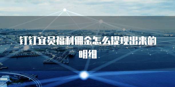 钉钉宜员福利佣金怎么提现出来的明细