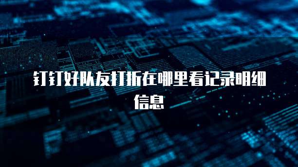 钉钉好队友打折在哪里看记录明细信息