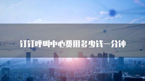 钉钉呼叫中心费用多少钱一分钟
