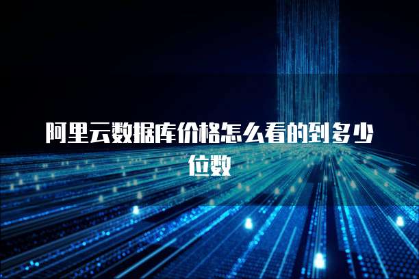 阿里云数据库价格怎么看的到多少位数