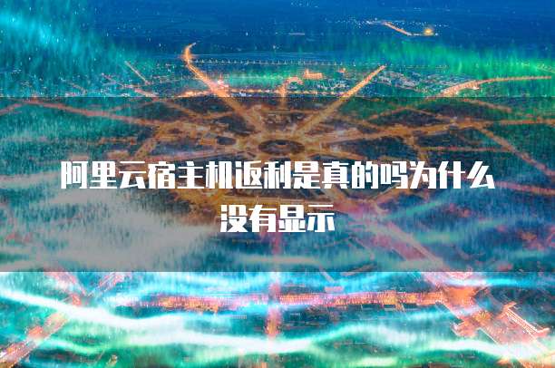 阿里云宿主机返利是真的吗为什么没有显示