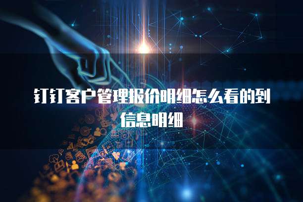 钉钉客户管理报价明细怎么看的到信息明细