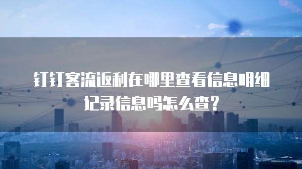 钉钉客流返利在哪里查看信息明细记录信息吗怎么查?