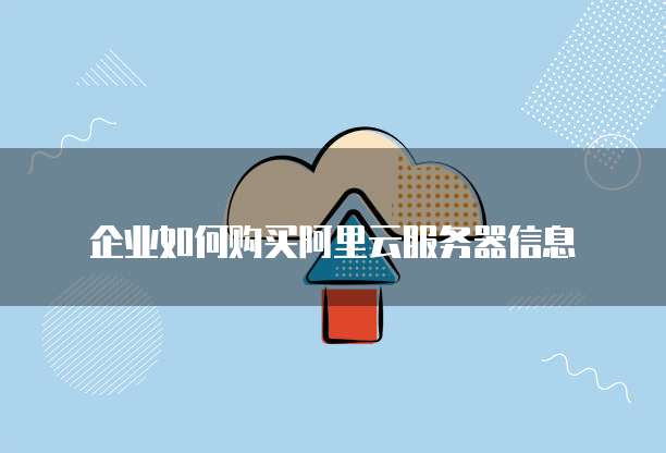 企业如何购买阿里云服务器信息