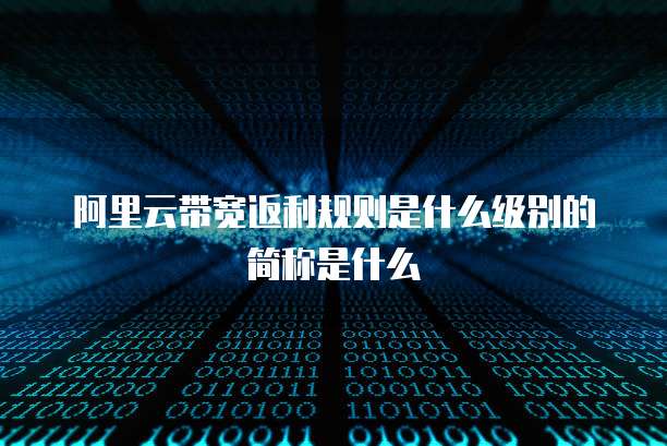 阿里云带宽返利规则是什么级别的简称是什么