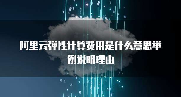 阿里云弹性计算费用是什么意思举例说明理由