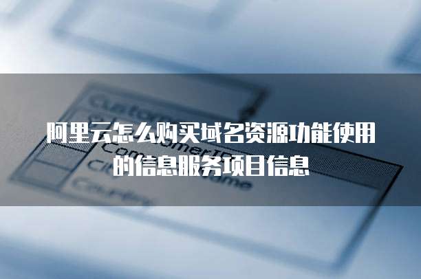 阿里云怎么购买域名资源功能使用的信息服务项目信息