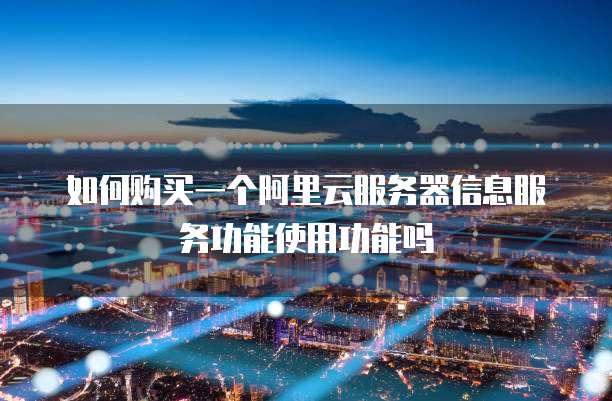 如何购买一个阿里云服务器信息服务功能使用功能吗