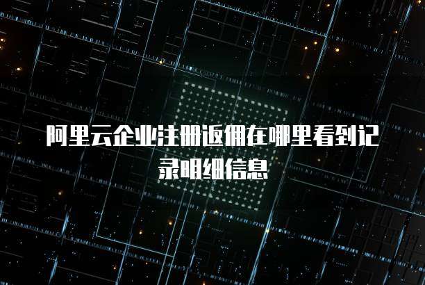 阿里云企业注册返佣在哪里看到记录明细信息