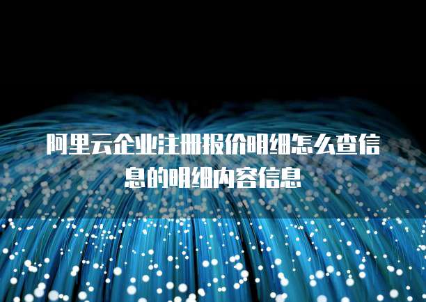阿里云企业注册报价明细怎么查信息的明细内容信息