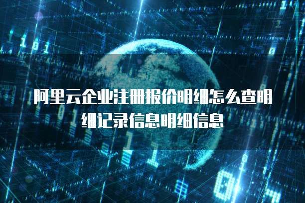 阿里云企业注册报价明细怎么查明细记录信息明细信息