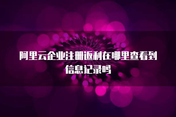 阿里云企业注册返利在哪里查看到信息记录吗