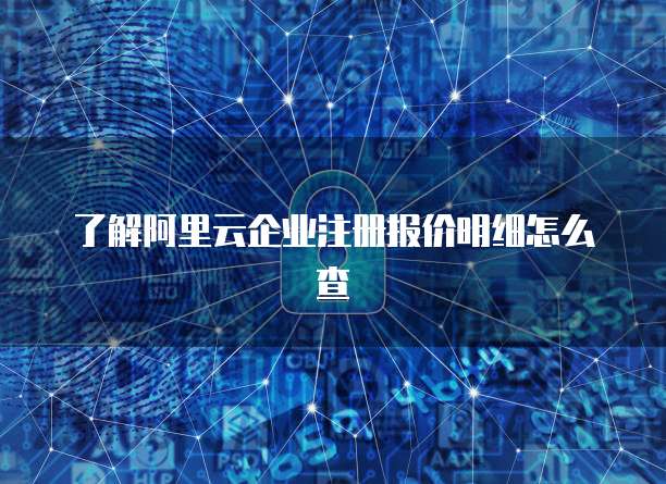 了解阿里云企业注册报价明细怎么查