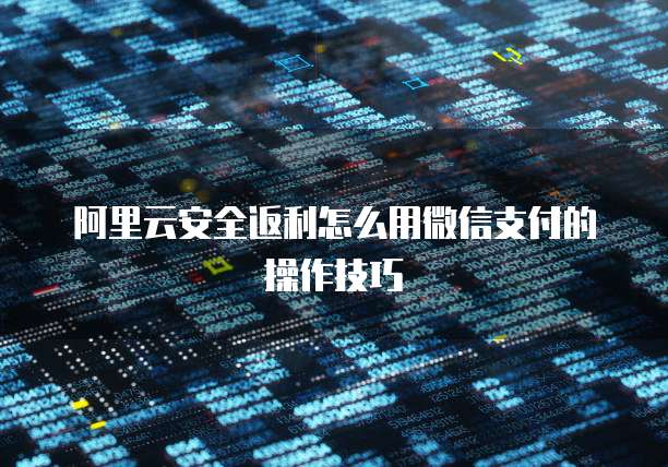 阿里云安全返利怎么用微信支付的操作技巧