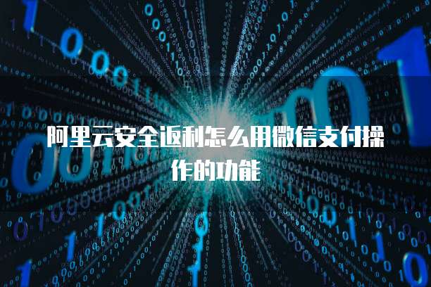 阿里云安全返利怎么用微信支付操作的功能