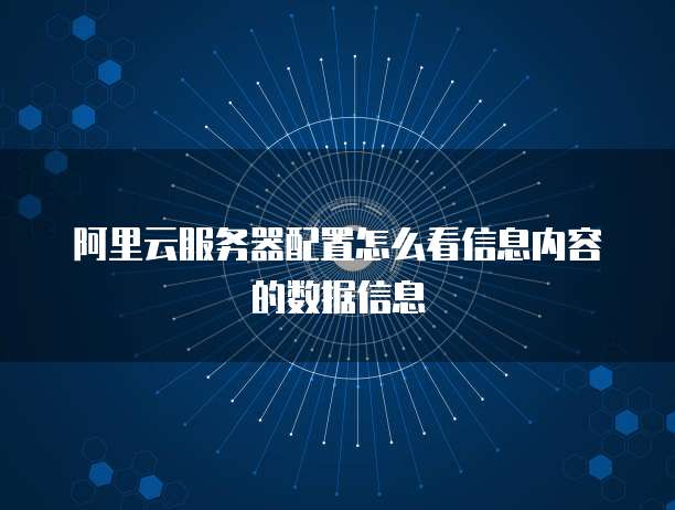 阿里云服务器配置怎么看信息内容的数据信息
