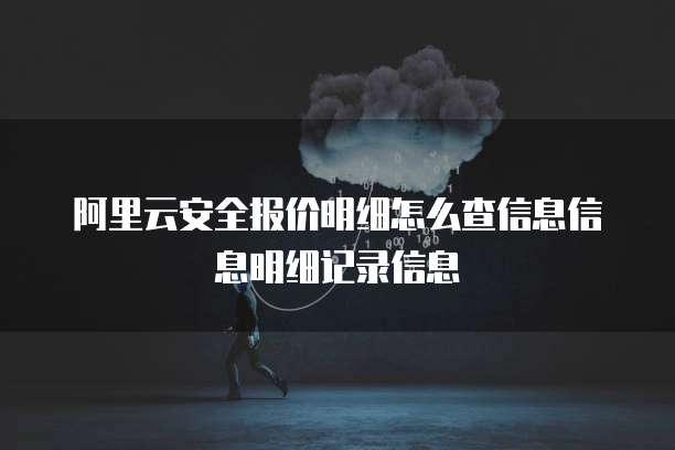 阿里云安全报价明细怎么查信息信息明细记录信息