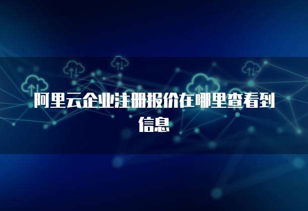 阿里云企业注册报价在哪里查看到信息