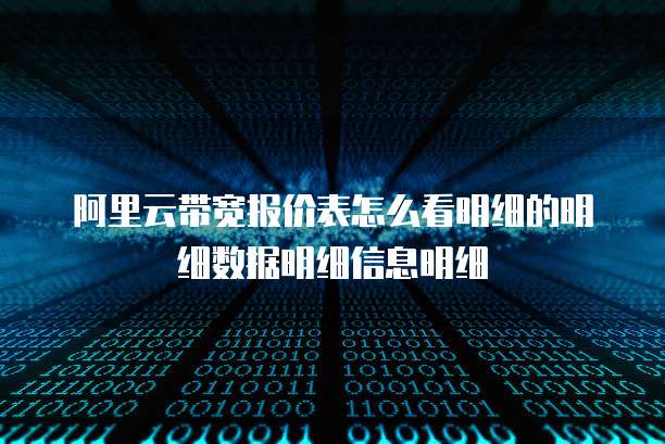 阿里云带宽报价表怎么看明细的明细数据明细信息明细