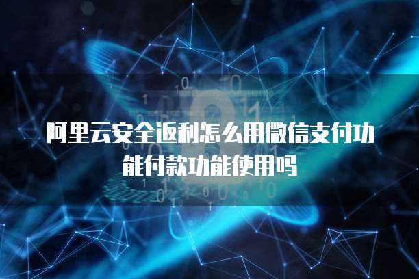 阿里云安全返利怎么用微信支付功能付款功能使用吗