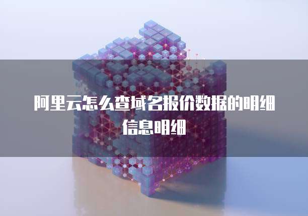 阿里云怎么查域名报价数据的明细信息明细
