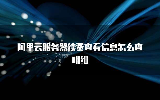 阿里云服务器续费查看信息怎么查明细
