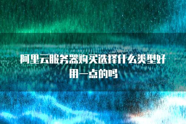 阿里云服务器购买选择什么类型好用一点的吗