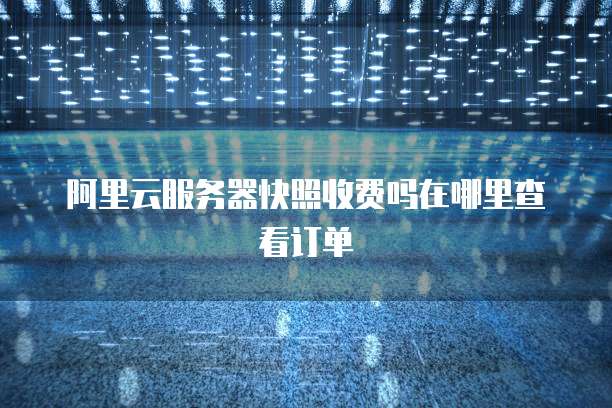 阿里云服务器快照收费吗在哪里查看订单