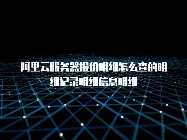 阿里云服务器报价明细怎么查的明细记录明细信息明细