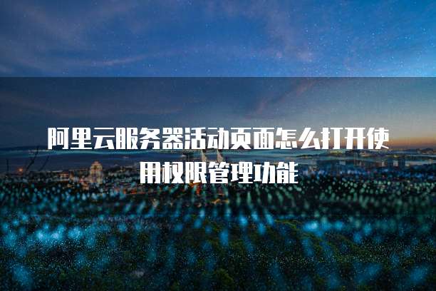 阿里云服务器活动页面怎么打开使用权限管理功能