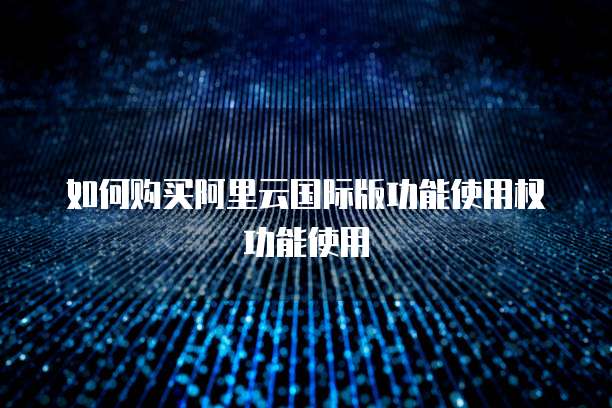 如何购买阿里云国际版功能使用权功能使用