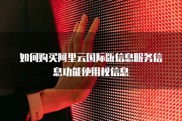 如何购买阿里云国际版信息服务信息功能使用权信息