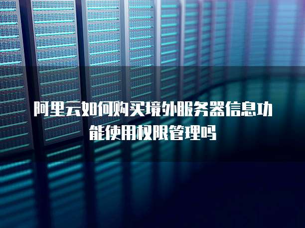 阿里云如何购买境外服务器信息功能使用权限管理吗