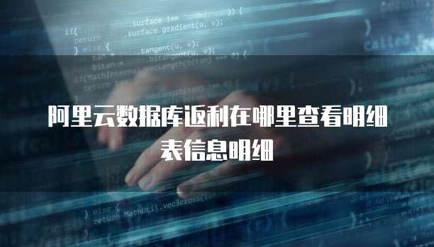 阿里云数据库返利在哪里查看明细表信息明细
