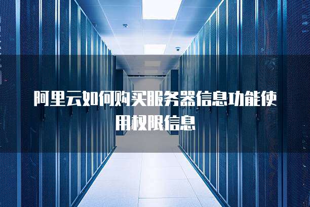 阿里云如何购买服务器信息功能使用权限信息
