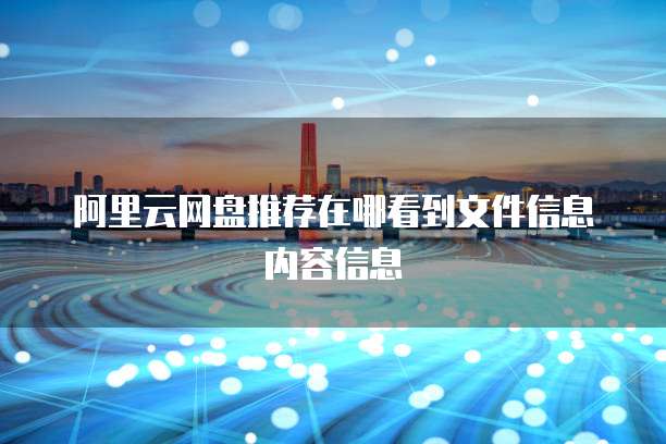 阿里云网盘推荐在哪看到文件信息内容信息
