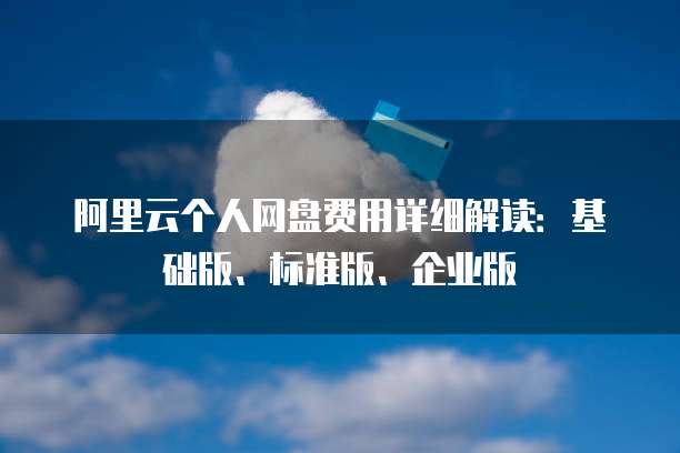 阿里云个人网盘费用详细解读:基础版、标准版、企业版