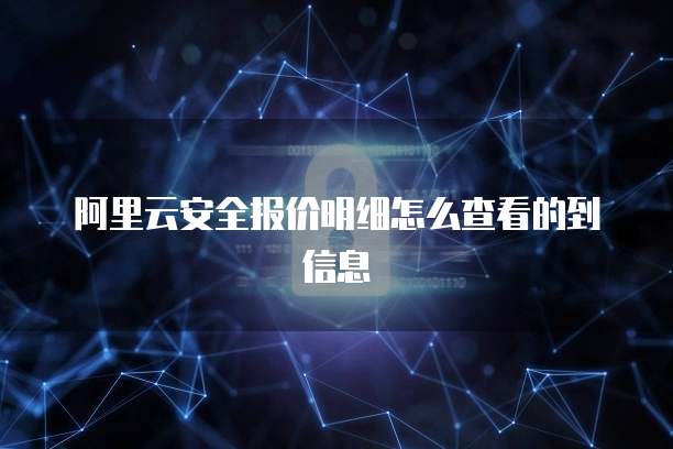 阿里云安全报价明细怎么查看的到信息