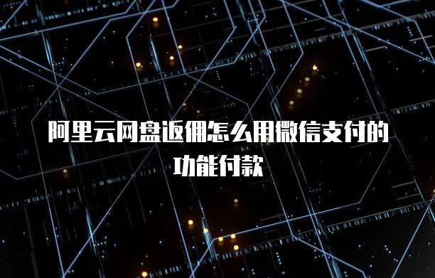 阿里云网盘返佣怎么用微信支付的功能付款